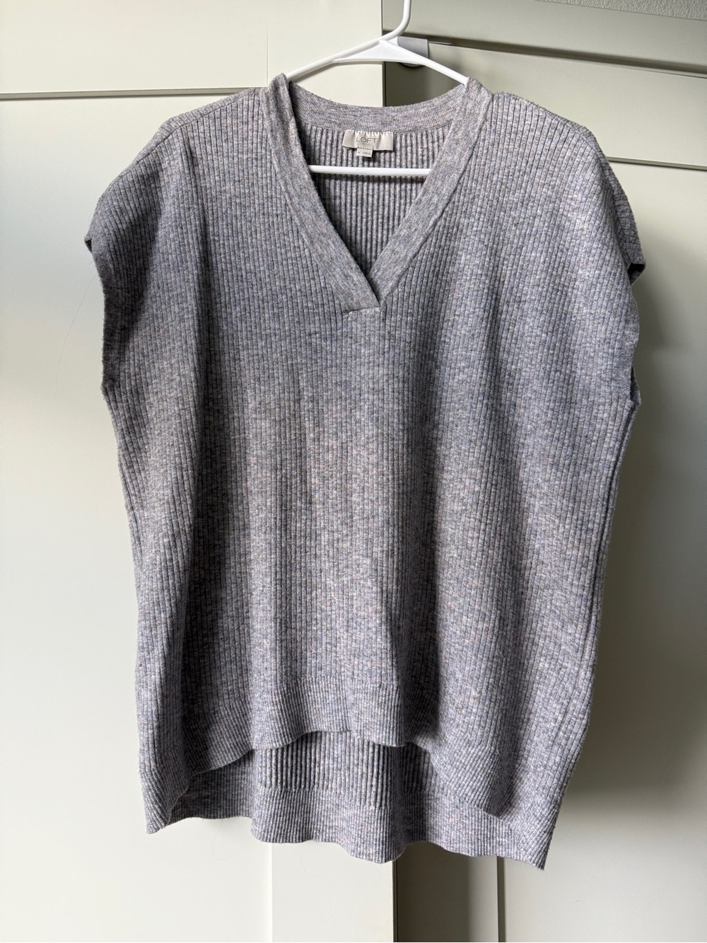 Ribbed V-Neck Sweater Vest, Size M by LOFT